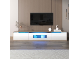 Móvel Para Tv Laqueado Brilhante, Led Que Muda De Cor Branco Estilo