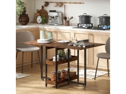 Mesa de Jantar Dupla para 2 a 4 Pessoas com 2 Mesas Abertas, Mesa Móvel para Cozinha e Espaços Pequenos, 133,4 x 80 x 75 cm, Cor Marrom Rústico