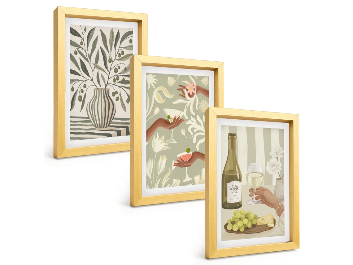 Composição De Quadros Flores De Oliveira, Coquetéis Rústicos Espelharte (3 Peças 20x30 Cm)