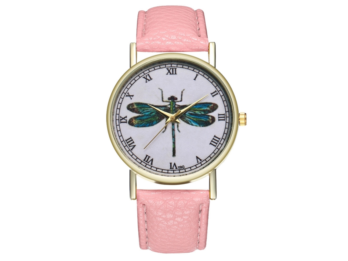 Reloj De Pulsera De Cuero Pu Con Números Romanos Y Patrón Animal Moda (rosa)