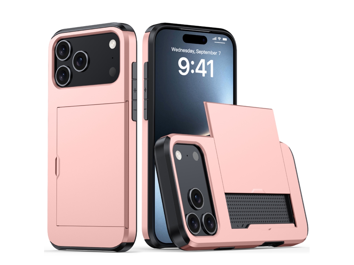 Capa Para Celular Com Compartimento Para Cartão Sim, Fosca E Resistente A Quedas.ouro Rosa - Iphone 16e