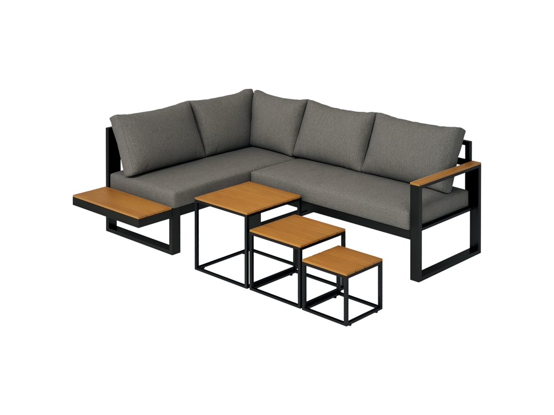 Poltrona estilo francês PRIME KANG para quarto, com assento largo, estofada, almofadas, pés de madeira, cinza