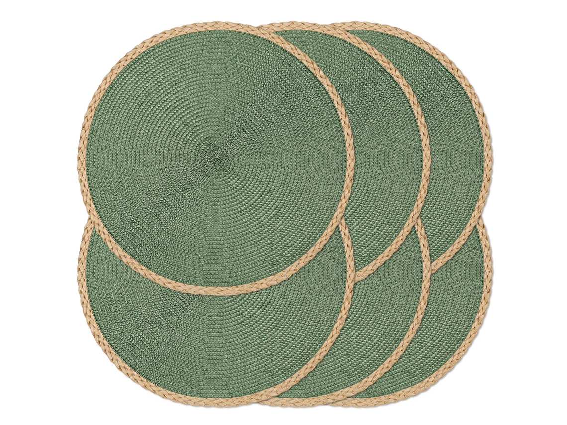 Conjunto 6 Individuais Redondos – Bases De Mesa – Tapetes De Mesa – 38 Cm – Verde