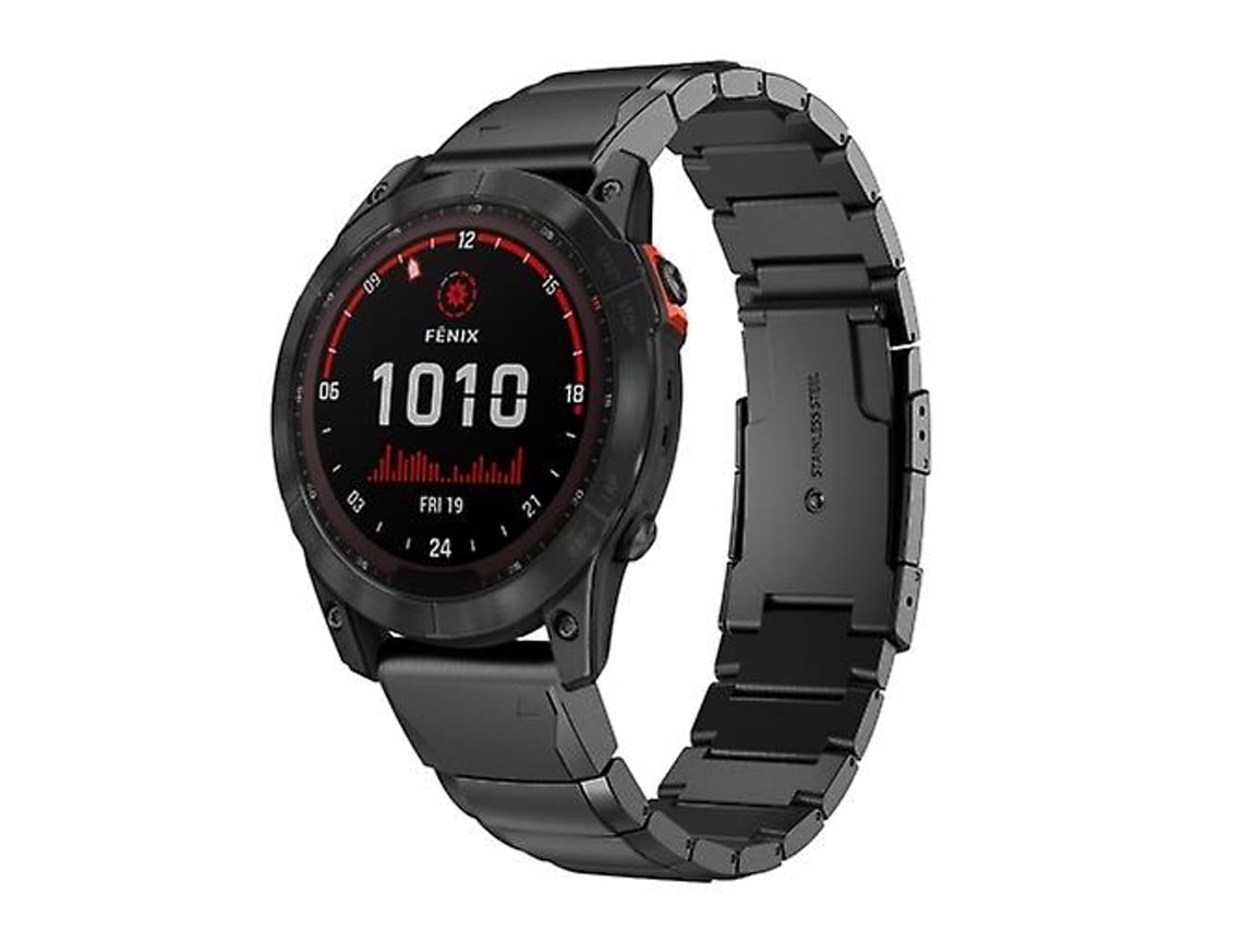 Garmin Fenix 7 Solar 22 Mm Aço Inoxidável Pulseira Tartaruga Preta.