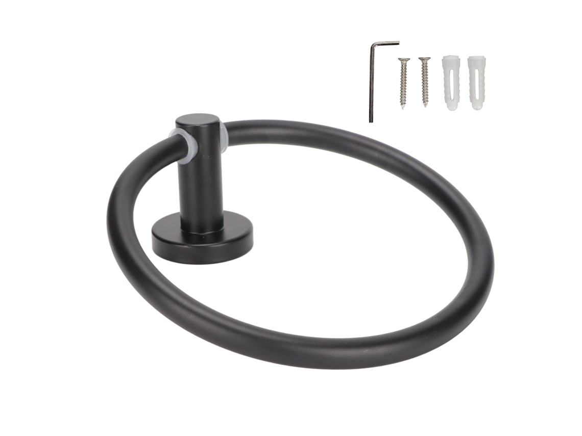 Anel para Toalha de Mão em Alumínio Preto 17cm S/MARCA