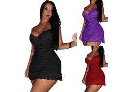 2026 vestido de Noche para Mujer Con Encaje Cuello En V Talla Grande Lencería Spandex Pijama