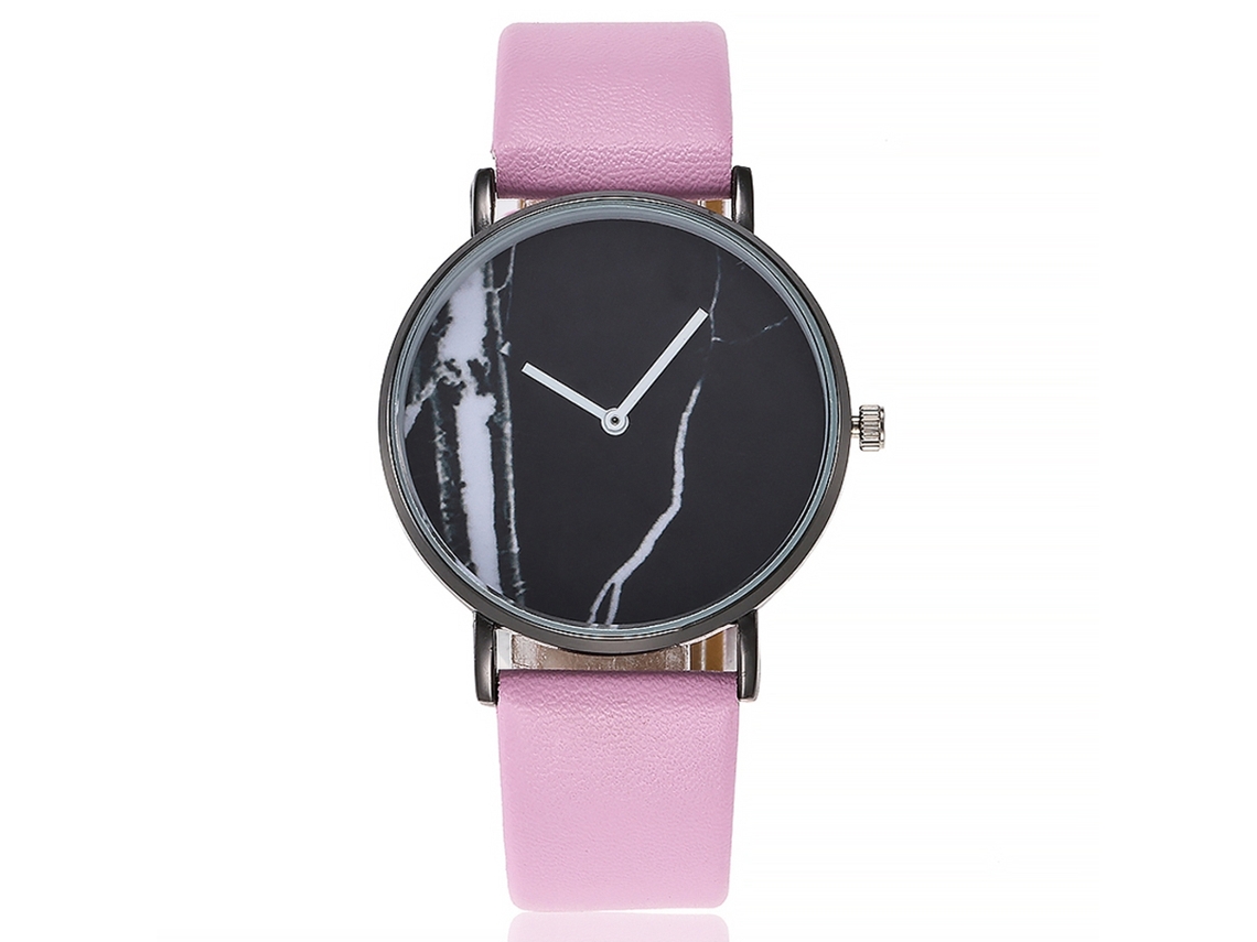 Relógio Vansvar Quartzo com Almofada de Mármore, Pulseira Pu, Contador Redondo (Rosa) para Homens e Mulheres