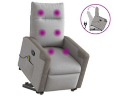 Vidaxl Poltrona Elevatória De Massagens Tecido Cinzento-nublado