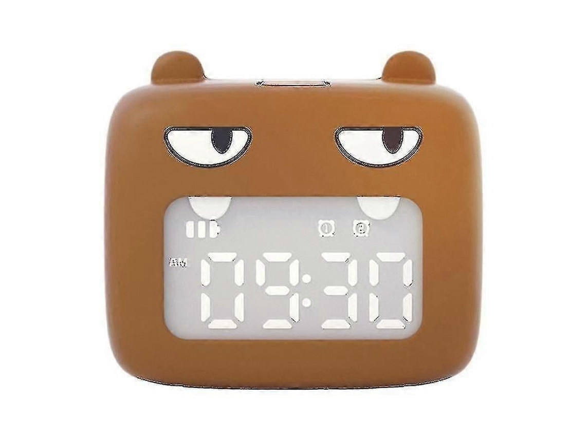 Lurelia Despertador Infantil Com Ecrã Lcd/led, Alimentação Usb, Brilho Ajustável, Data, Função Snooze, Castanho