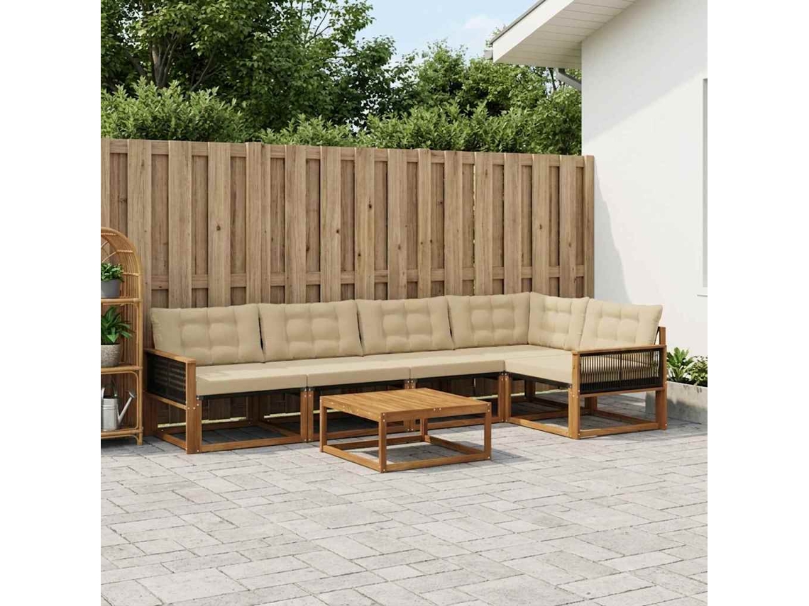 Vidaxl Conjunto De Sofás Para Exterior 6 Pcs Natural E Bege