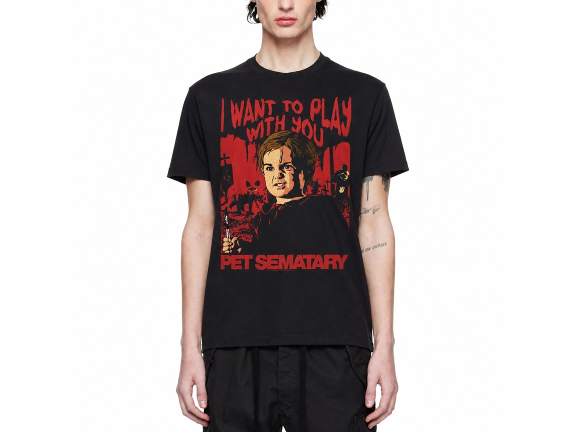 Rockinstone Pet Sematary Movie I Want To Play Black Adult T-shirt Size:xxxl
