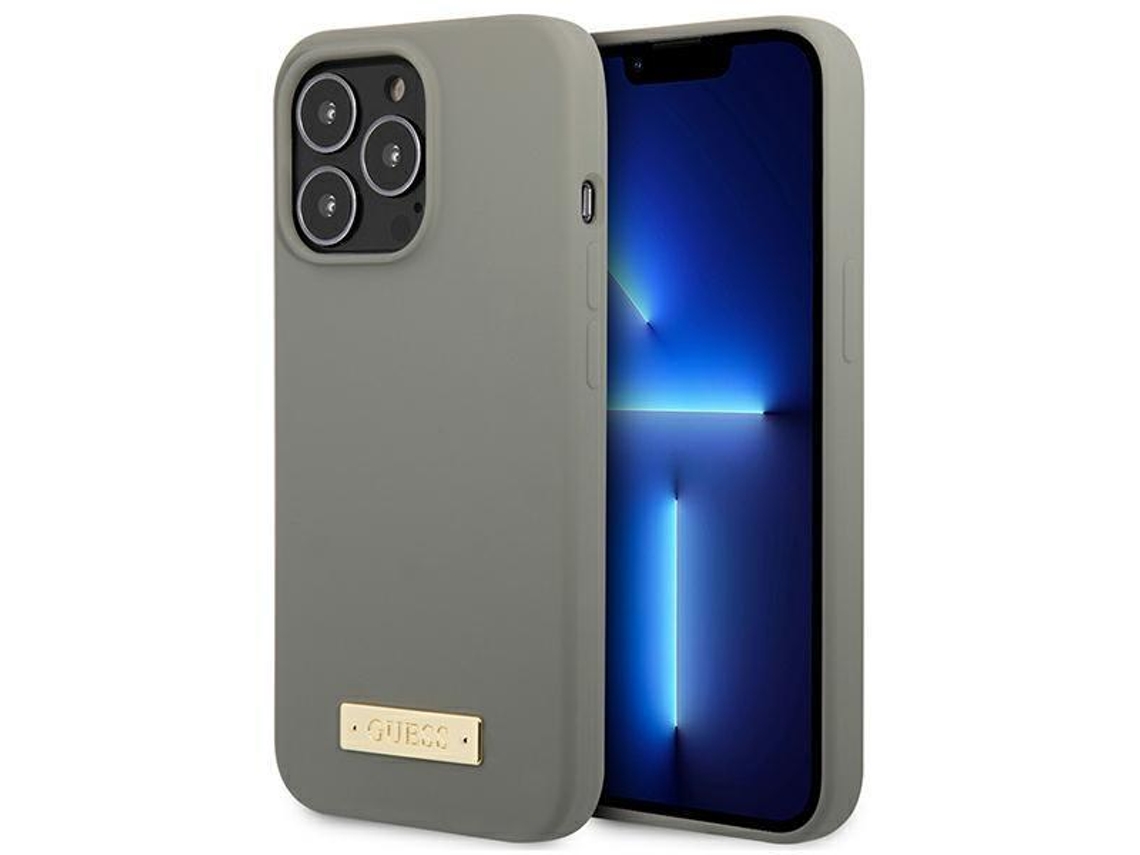 Capa Placa Logótipo Magsafe para iPhone 13 Pro GUESS Silicone Cinzento