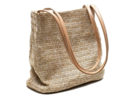 Bolsa de Praia AQUAFORGE Cáqui de Palha Trançada, Ombro, Mão, Tote