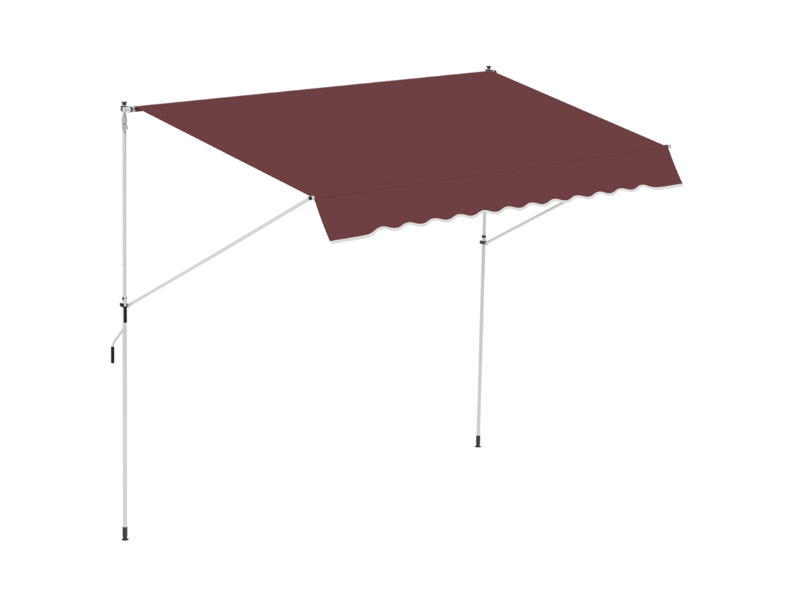 Markise Manual 3x1,5m, Toldo Para Varanda Com Estrutura Telescópica, Proteção Uv, Montagem Rápida, Bordeaux