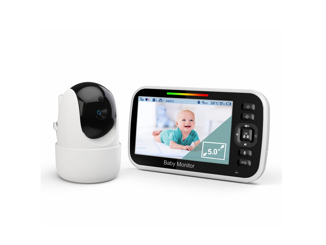 Câmera de Monitoramento para Bebê, Tela de 5 Polegadas, Hd, Visão Noturna, Áudio Bidirecional, Zoom AQUAFORGE