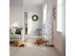 Vidaxl Meia Árvore De Natal Artificial Com Suporte 210 Cm Pvc Branco