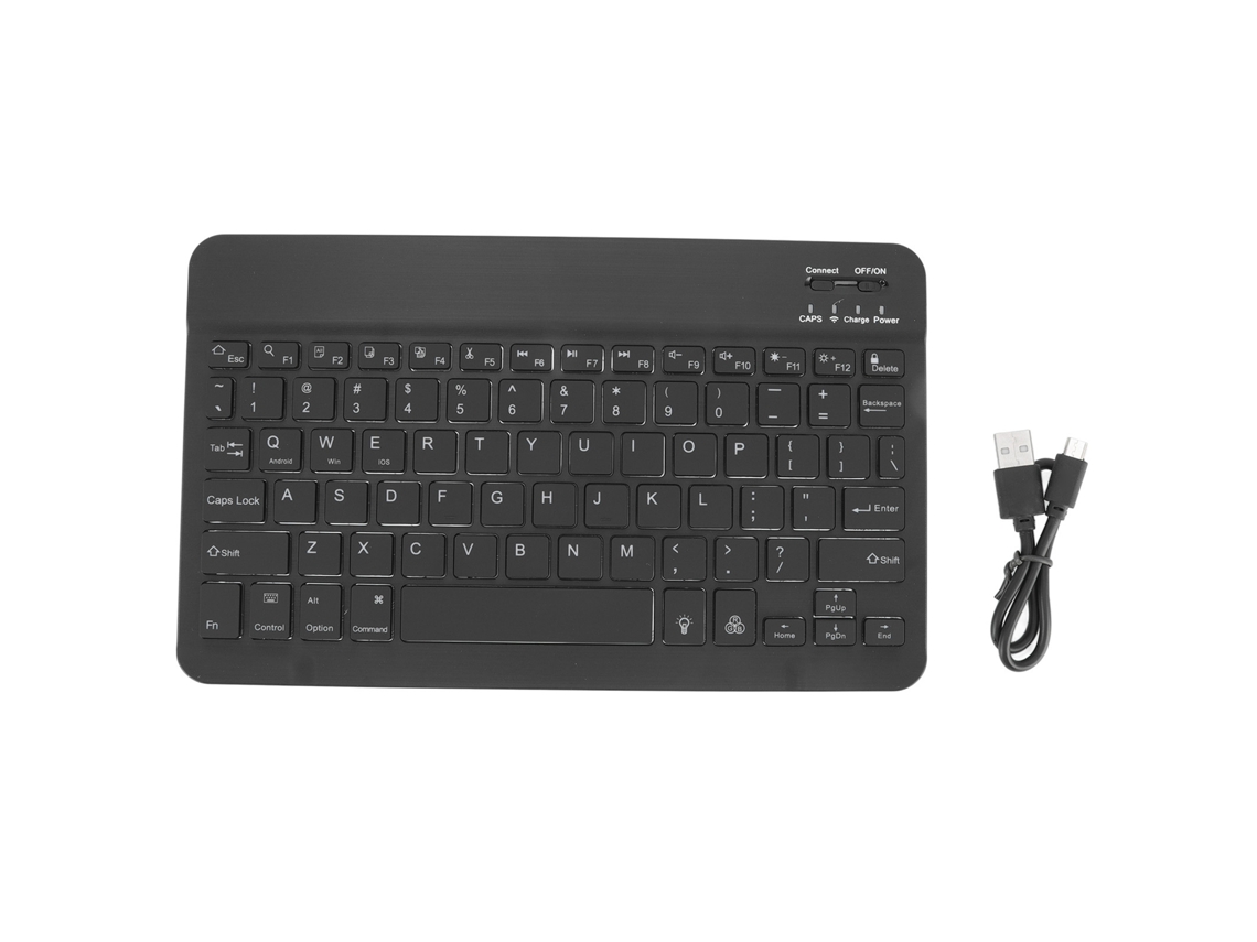Teclado Sem Fio Mini Portátil Com Iluminação Rgb Backlit Para Celular Tablet Laptop Preto