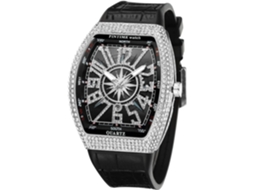 Lurelia Relógio Masculino, Data/calendário, Detalhes Com Strass, 55 Mm, 2,17 Polegadas, 210 Mm, 8,27 Polegadas, Borracha, Rosa Ouro, Azul