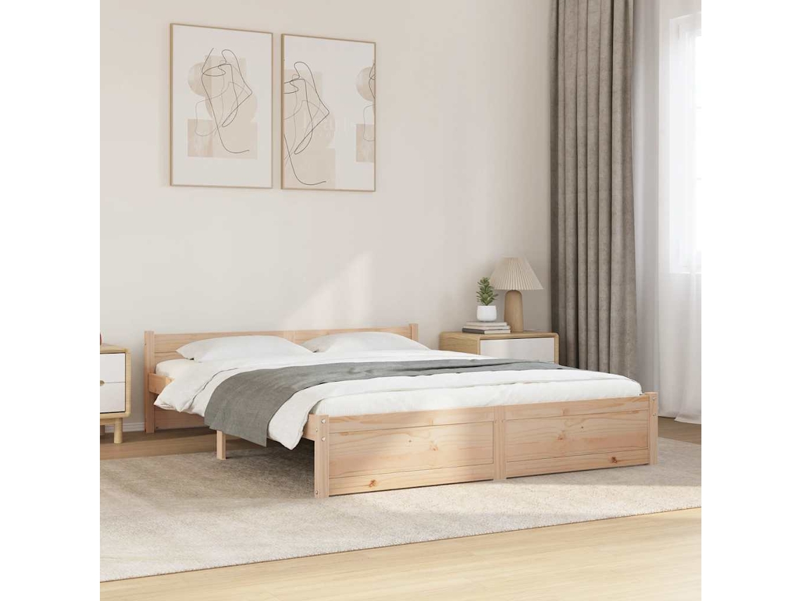 Vidaxl Estrutura De Cama King 150x200 Cm Madeira Maciça
