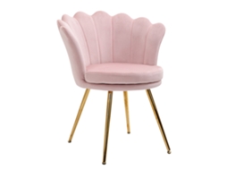 Poltrona em Veludo com Pés de Metal Dourado, Pés de Metal, 67x64x77cm, Rosa CHEZMOI