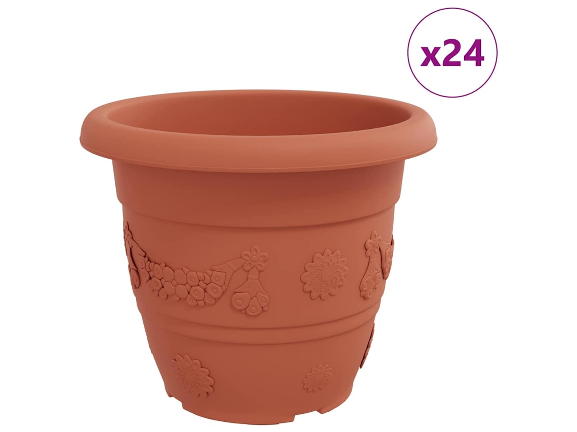 Conjunto 24 Jardineira De Flores Vidaxl Vermelho Plástico (ø 34 X 28 Cm)