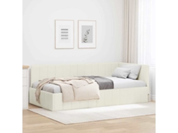 Vidaxl Estrutura De Cama De Canto Creme 100 Cm X 200 Cm Veludo