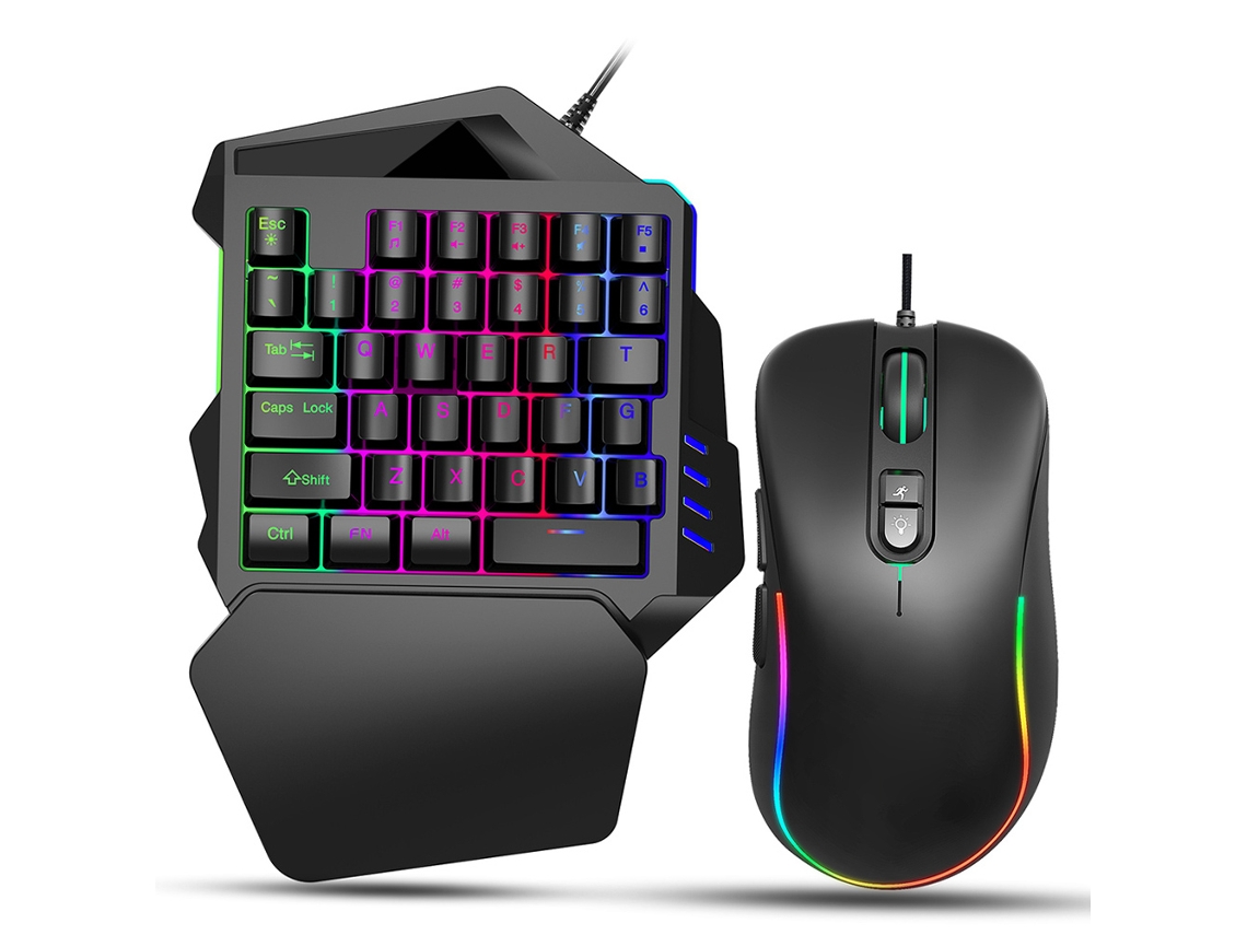 Combo De Teclado E Mouse Gamer Rgb Hxsj J300+v100 Com Mouse Programável, Dpi Ajustável E Design Ergonômico
