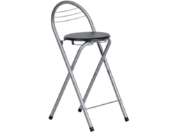 Banqueta Dobrável Com Encosto, Metal, Assento Redondo Em Ideal Para Balcões De Bistrô/cozinhas, Otimizando