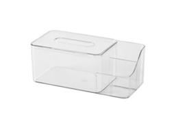 Caixa de guardanapos transparente com organizador lateral S/MARCA