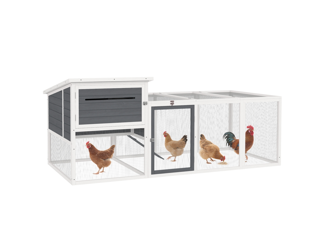 Galinheiro com galpão 214x101x91,5 cm ninho para cova área ao ar livre cinza S/MARCA