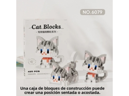 Brinquedo de Blocos de Montar: Gato Laranja Miau Miau com Vaca Prateada em Degradê MDUG (estilo 3)