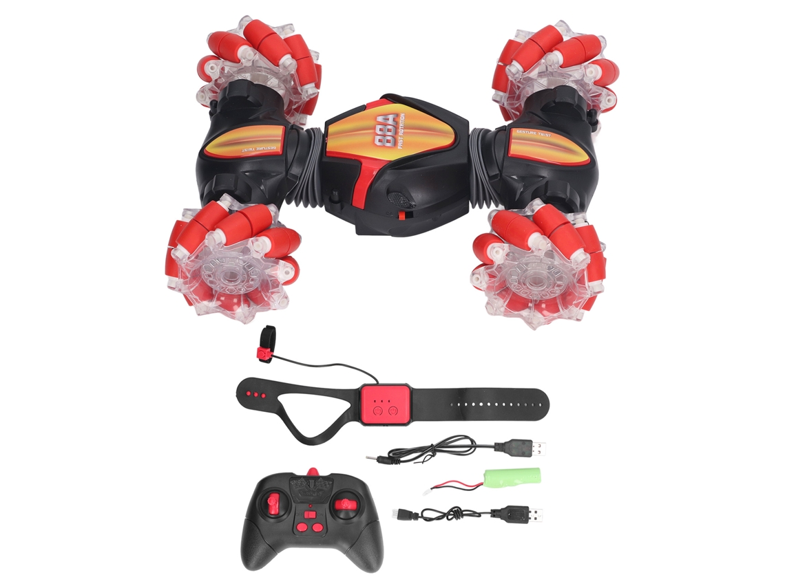 Walshlxq coche Rc de Acrobacias com Sensor de Movimento 4wd 2.4g Controle Remoto Duas Faces Brinquedo Off Road para Crianças Vermelho