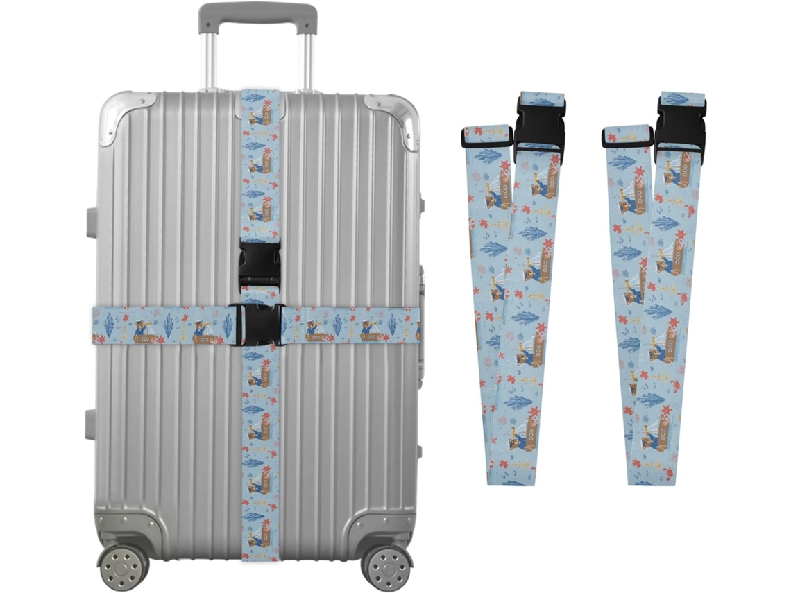 Conjunto De 2 Cintas Bagagem Com Estampa Do Capitão Little Bear Para Malas, Cintas De Viagem, Acessórios Para Cintos