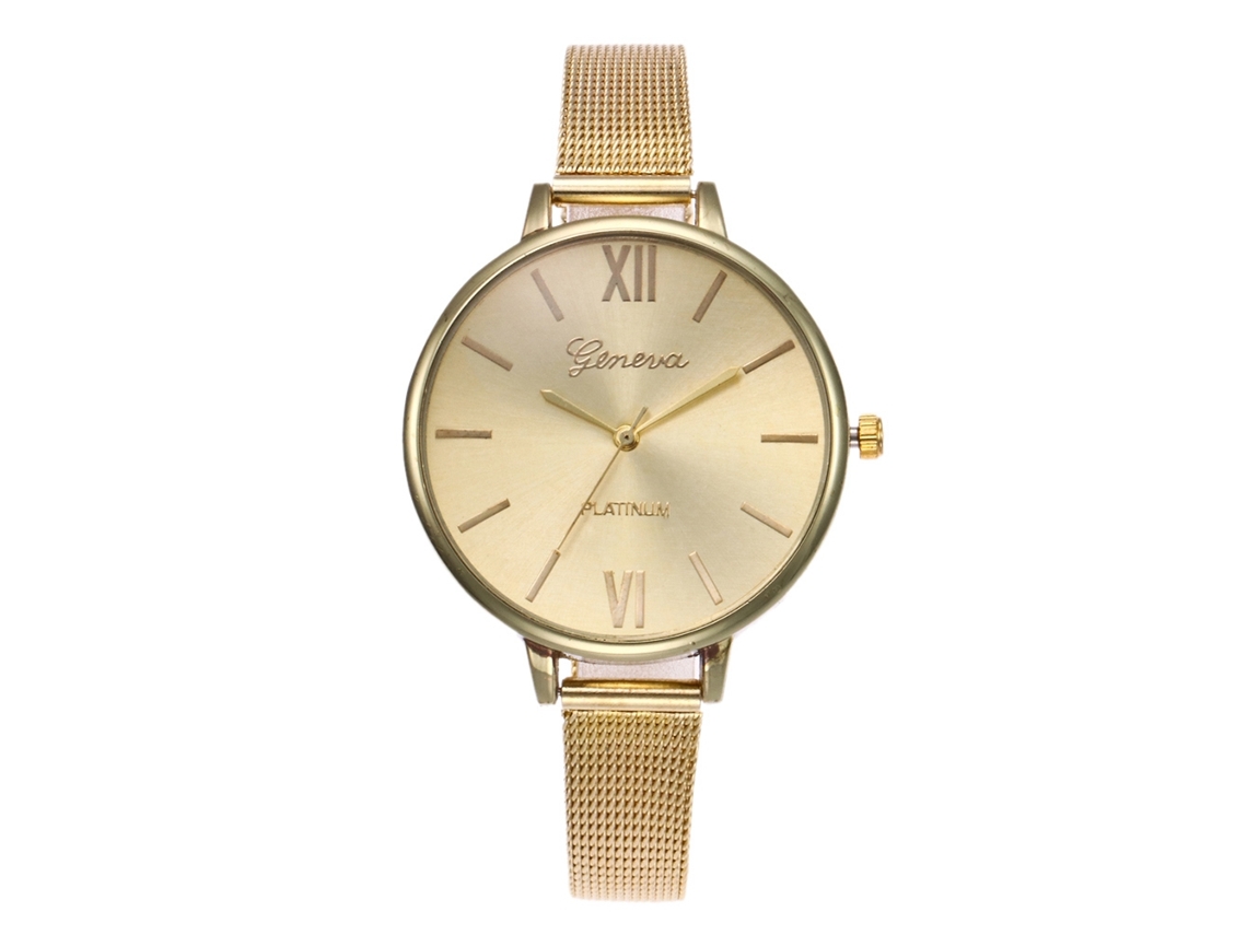 Relógio Feminino Ultra Fino de Pulseira de Malha com Mostrador Redondo (dourado)
