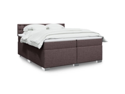 Vidaxl Cama Com Molas/colchão 200x200 Cm Tecido Castanho-escuro