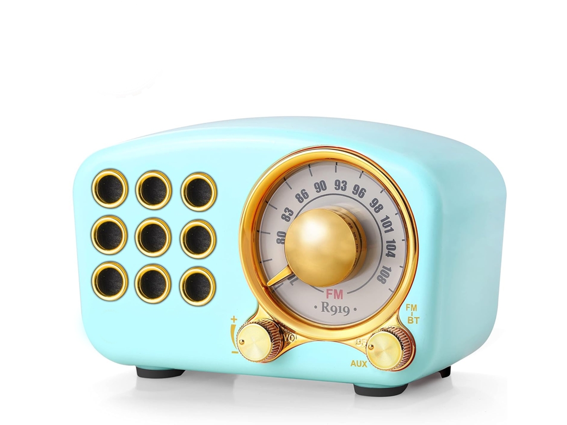 Caixa de som Bluetooth retrô, rádio FM vintage, estilo clássico, graves fortes JYTGALX