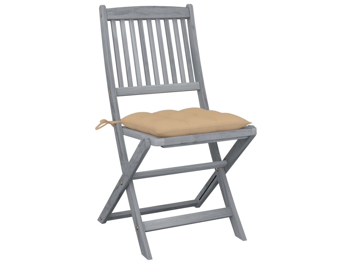 Maison Exclusive - Cadeiras Exterior Dobráveis C/ Almofadões 4 Pcs Acácia Maciça