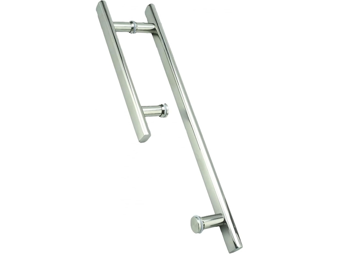 Puxador De Porta Vidro Com Sistema Pressão E Puxar, Em Aço Inoxidável, Para Banheiro, Com Distância Entre Furos De 185mm