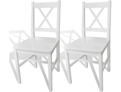 Conjunto 2 Cadeiras de Refeição  241510 Madeira de Pinho Branco