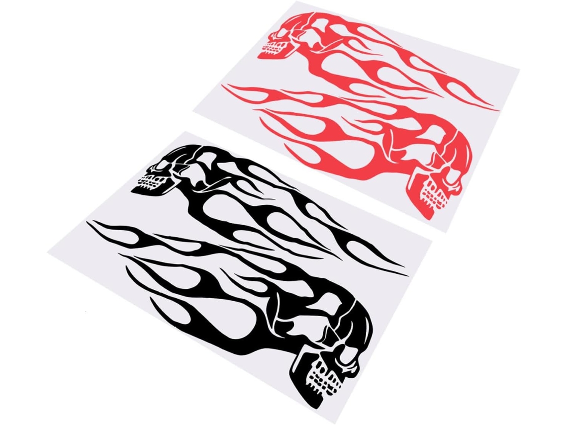 2 Pares De Adesivos Decorativos Caveira Para Tanque Combustível