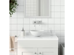Vidaxl Lavatório De Casa De Banho Redondo Cerâmica Branco Mate