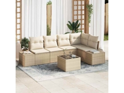Vidaxl Conjunto de Sofá de Jardim Bege e Creme Vime Pe