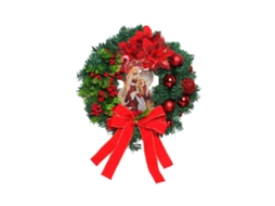 Decoração de Natal Red Jesus de 40cm com cena tradicional, com guirlanda e ornamento de porta LAXISCREED