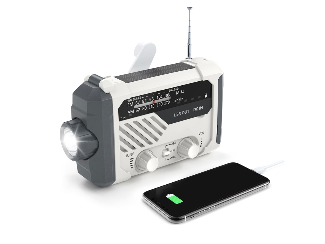 2026 lanterna Solar Usb com Manivela Rádio Am/fm Wb Sirene de Emergência Carregador Sos para Telefones