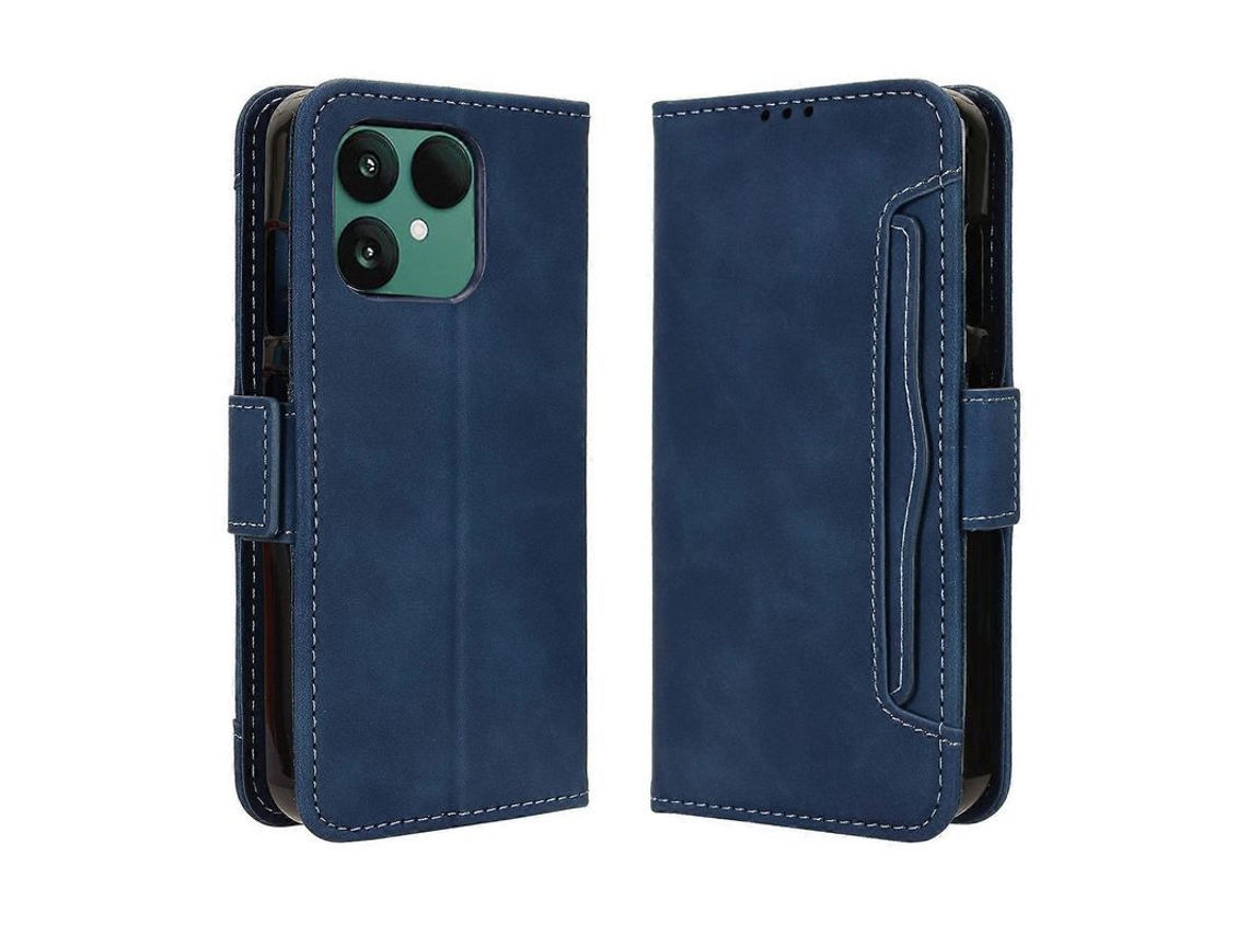 Capa de Couro para Fairphone 6 YURU, com slots para cartões, bolsa de dinheiro, azul