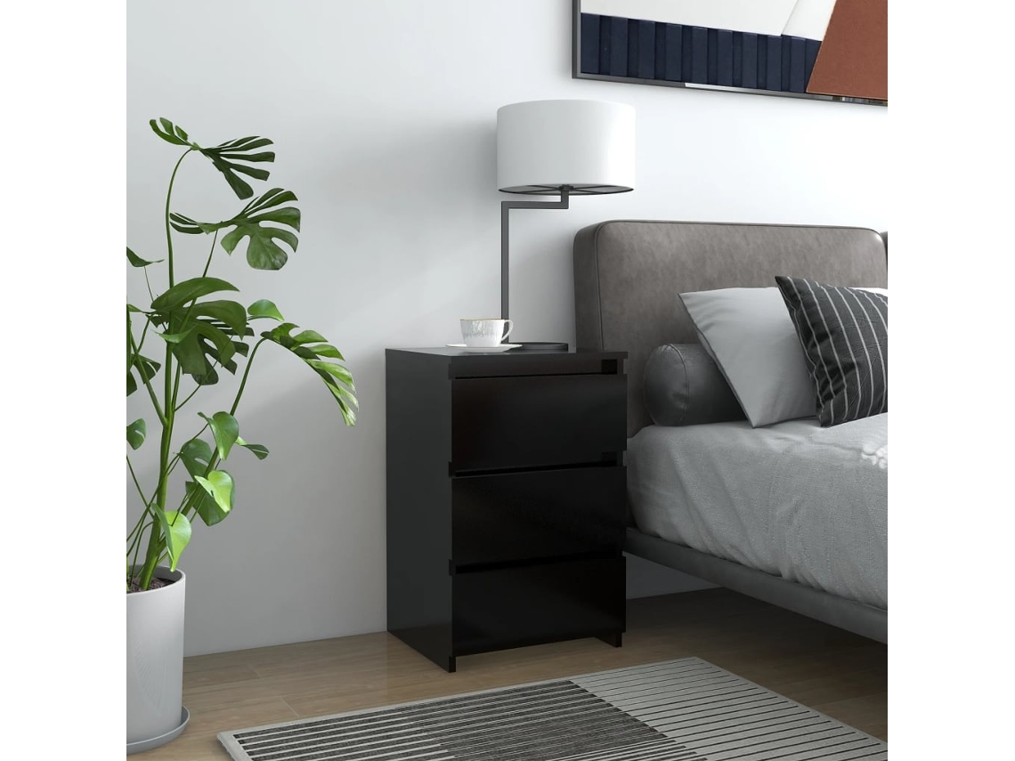 Mesa de cabeceira 40x35x62,5 cm, derivados de madeira, preto, DKD HOME DECOR
