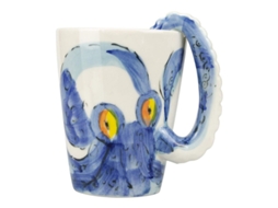 Taza De Café 3d, Hecha A Mano Y Pintada A Mano, Taza De Cerámica Creativa Con Pulpo Oceánico, 12.5oz