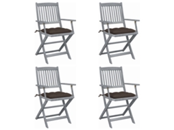 Cadeiras Externas Dobráveis C/ Almofadões 4 Pcs Acácia Maciça Dkd Home Decor