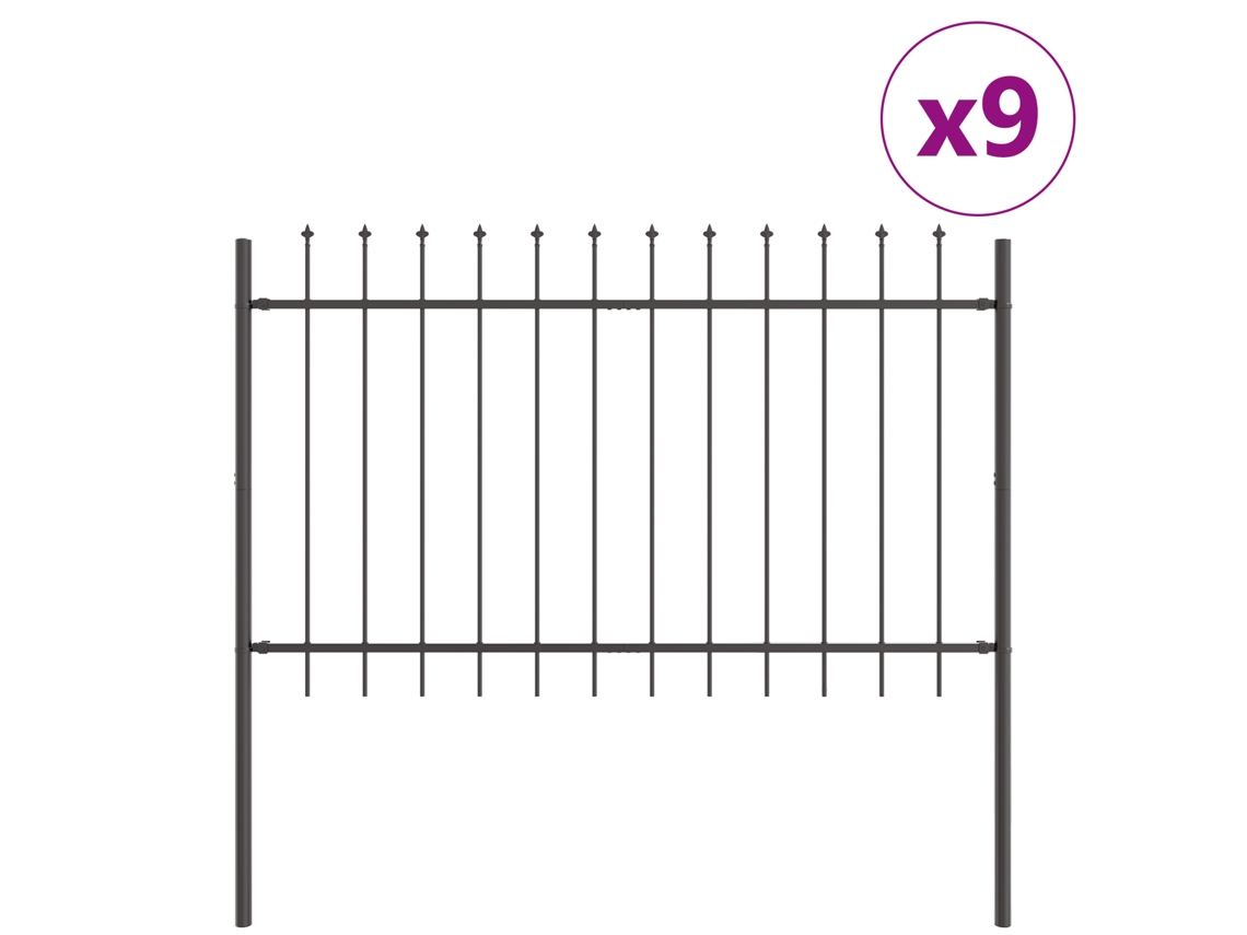 Conjunto 9 Painel De Jardim Vidaxl Cinzento Aço Revestido A Pó (15,3 X 1 M)