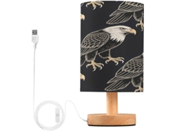 Luminária De Cabeceira Falcon Led Para Quarto, Luminária De Leitura Com Portas Usb E Cúpula Tecido Para Sala Estar